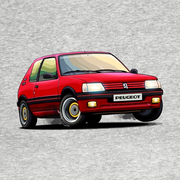 Peugeot 205 Red by Mario Ramos Rally Art